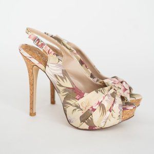 ALDO Flower Print Platform High Heel Open Toe 7